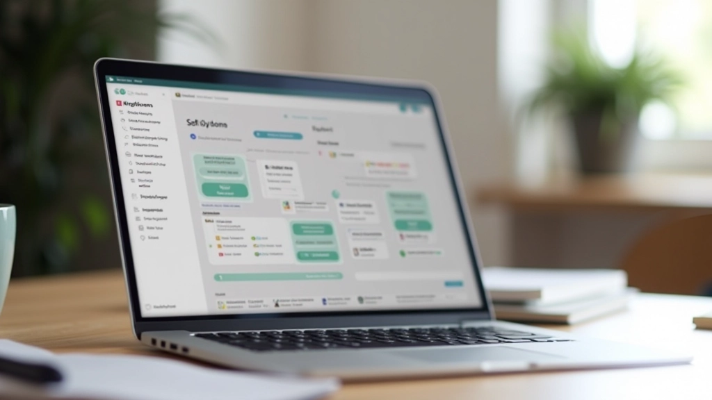 Minimalistischer Arbeitsplatz mit Laptop zeigt Neumorphic Interface Design mit ausreichendem Kontrastverhältnis