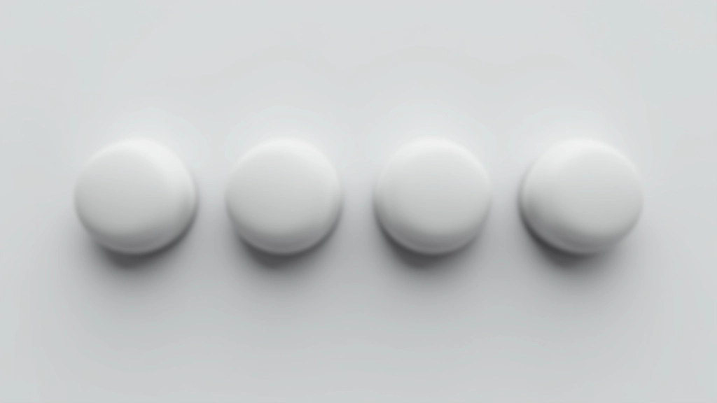 Vier verschiedene Raised-Buttons in unterschiedlichen Abstufungen zeigen den Tiefeneffekt